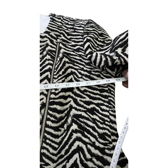 Louben Moto Zebra Print Wool Blend Womens Jacket Size 10  Asymmetric Zipper - Picture 7 of 16